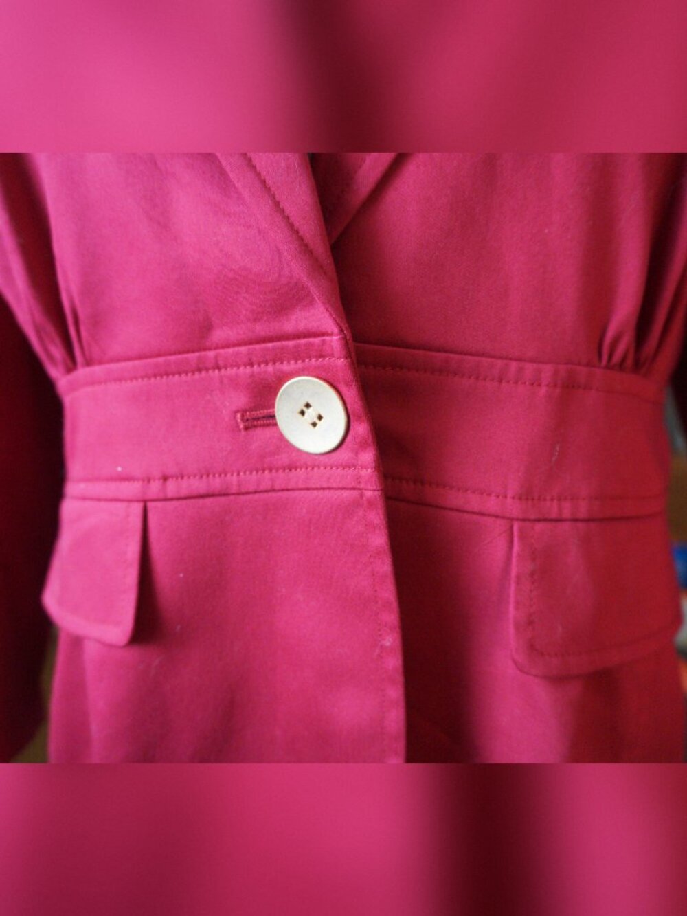 Nine West Suit Pink Magenta Single Button Peplum Blazer Jacket - Size 8 - Picture 4 of 6
